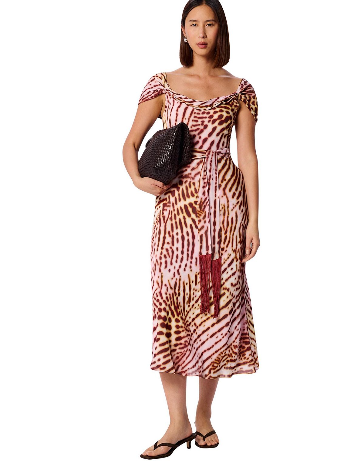 Whistles Women's Orchid Print Scarf Midi Dress view 5 — MAYCSS fashion products