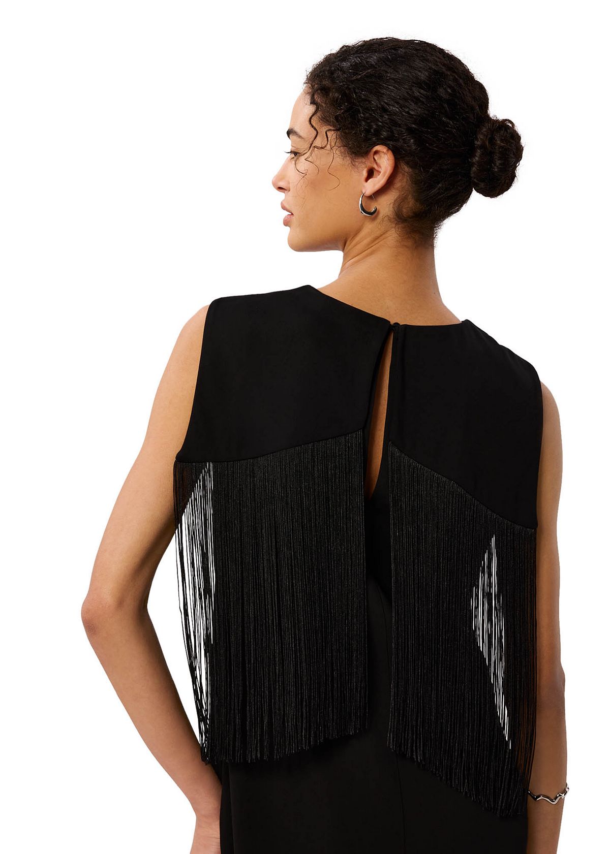 Whistles Women's Back Fringe Detail Midi Dress view 5 — MAYCSS fashion products