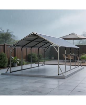 Iron Vertical Rib Carport for Cars Trucks, Heavy Duty Outdoor Metal Vehicle Shelter with Steel Roof