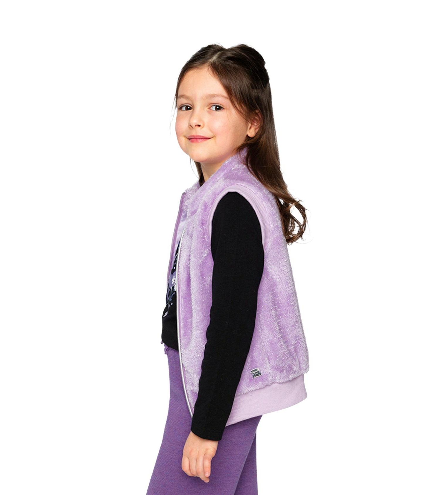 Little and Big Girl 6-12 Faux Fur Sleeveless Vest Violet
