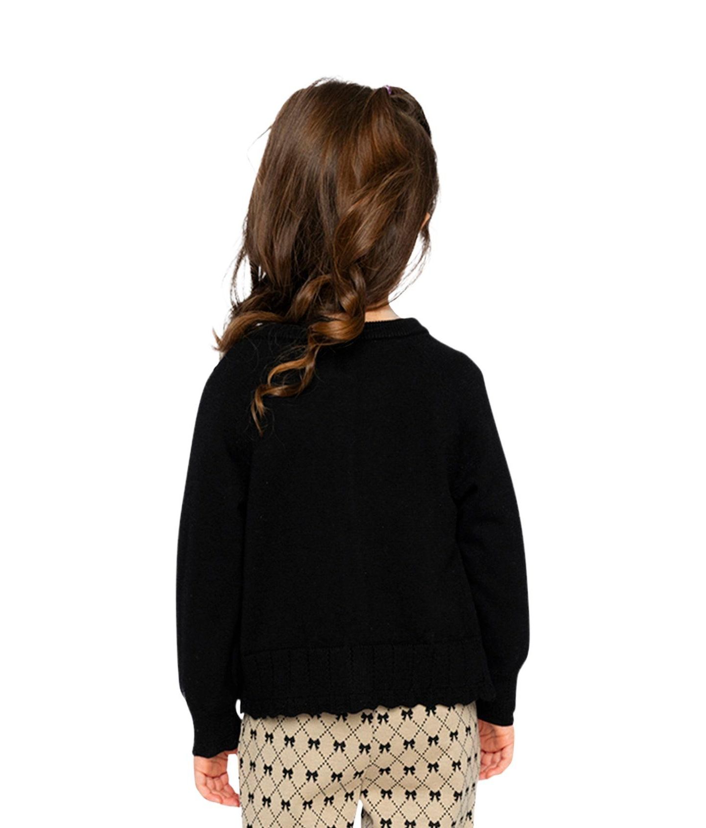 Кардиган Deux par Deux Knit Cardigan Sweater для девочек-малышей, цвет: Чёрный — фото 5