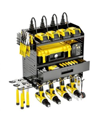 Power Tool Organizer Wall Mount 4 Layers Drill Holder Garage Storage Rack