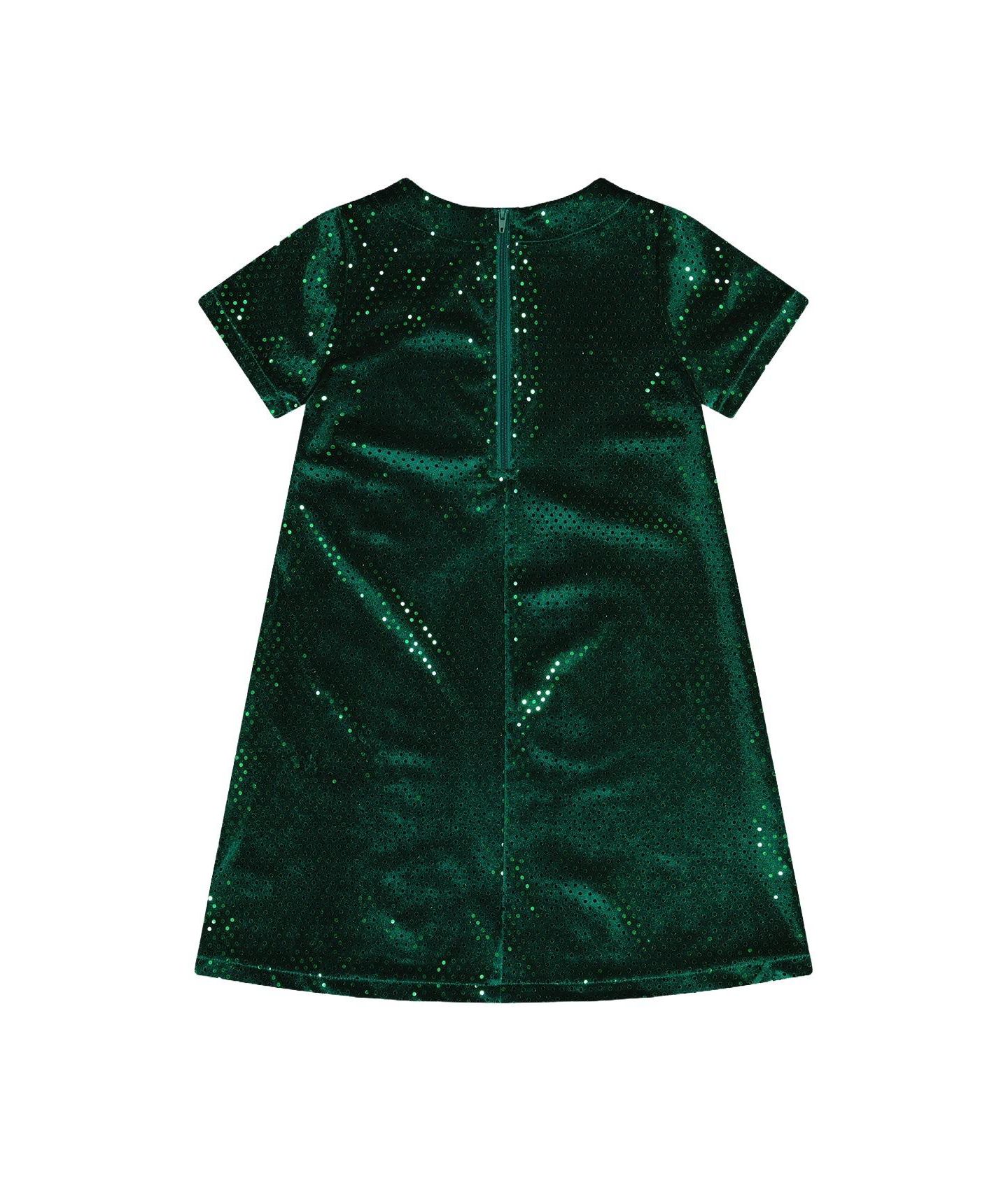 Платье Deux par Deux Short Sleeve A Line Dress для девочек, цвет: Зелёный тёмно-зелёный — фото 5