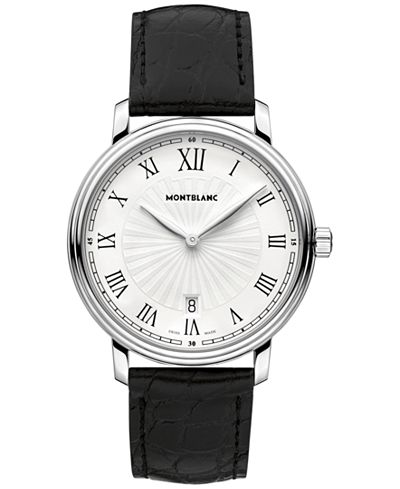 Montblanc Men's Swiss Tradition Black Alligator Leather Strap Watch 40mm 112633
