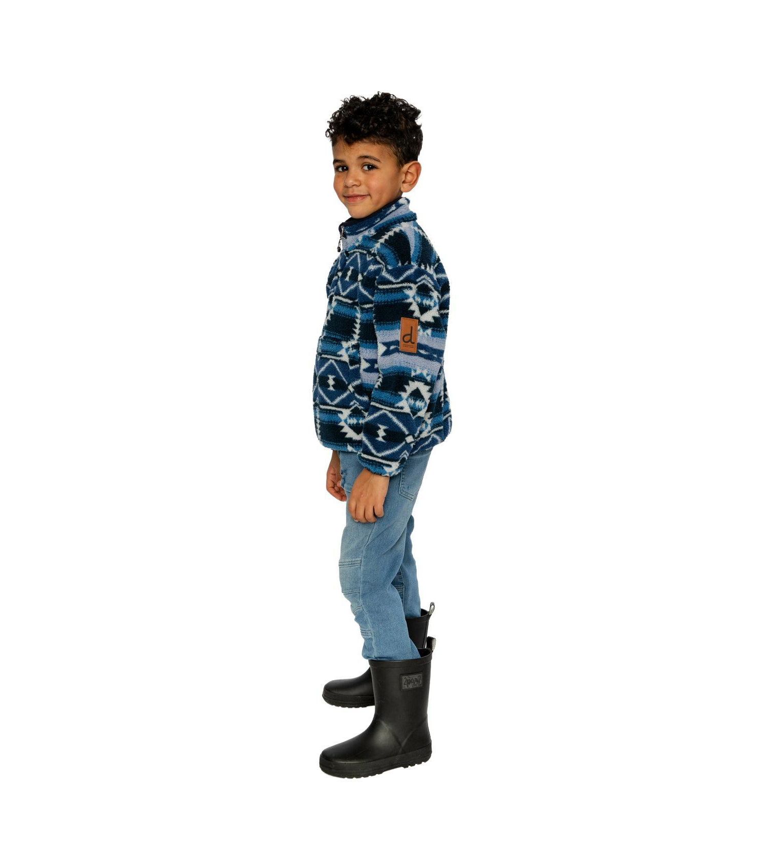 Little and Big Boy Mid-Season Plush Pullover Jacket Aztec