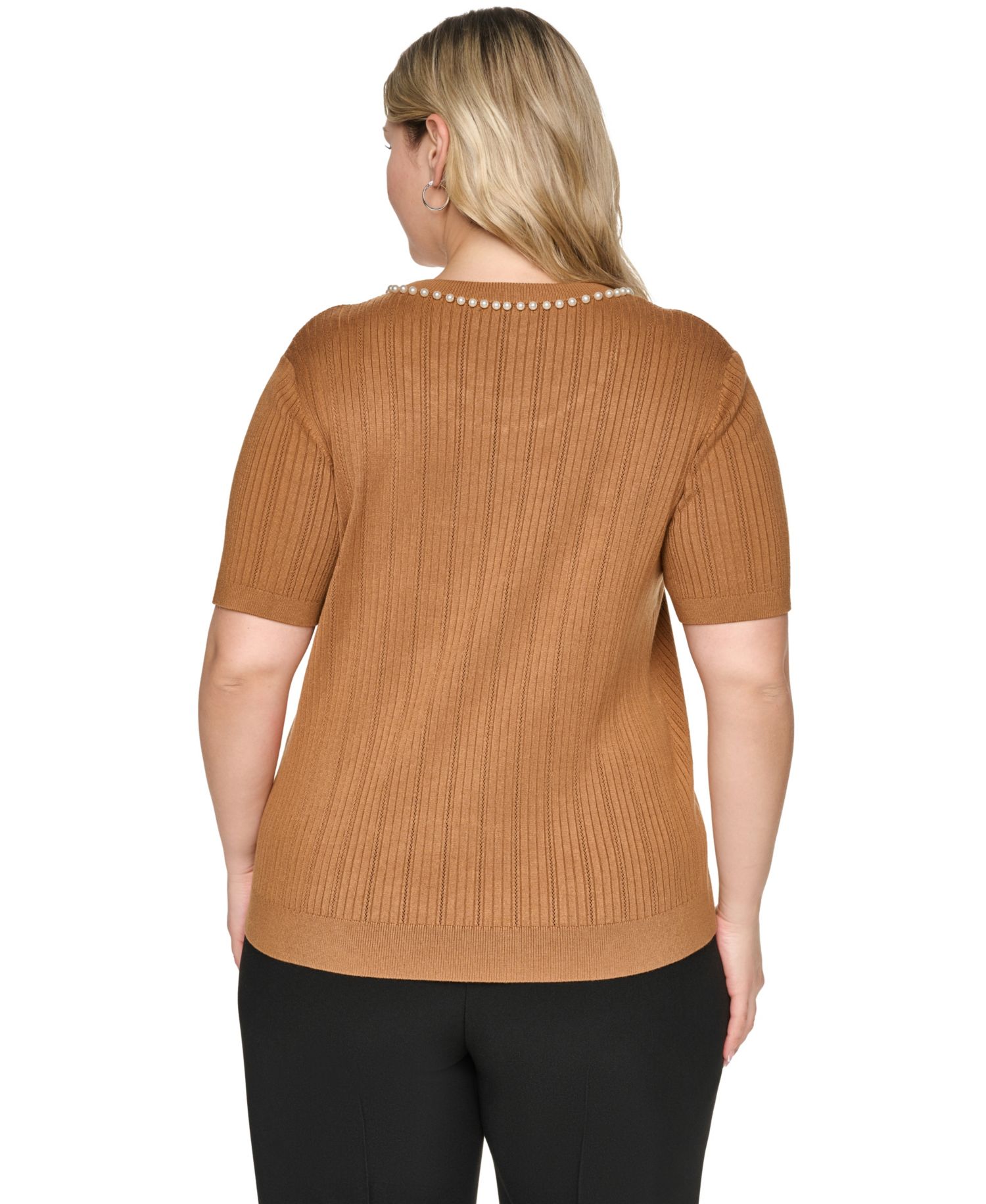 Plus Size Crewneck Short-Sleeve Knit Top