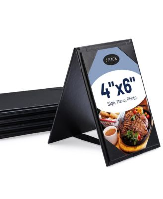  4"x6" Table Tent Menu Holders 2 Side A Frame PU leather Drink Dessert for Restaurant Bar 5 Pack
