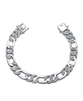 Men's White Gold Plated CZ Pave Chain Bracelet