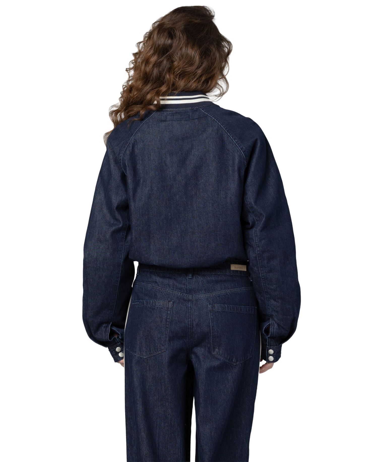 Women's Play Time Collarless Denim Bomber Jacket