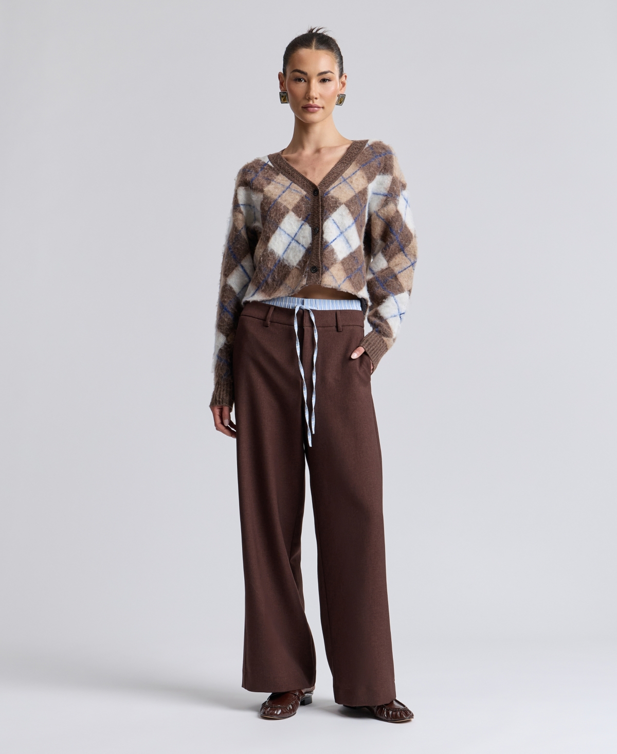 Avec Les Filles Women's Double-Waistband Wide-Leg Pants