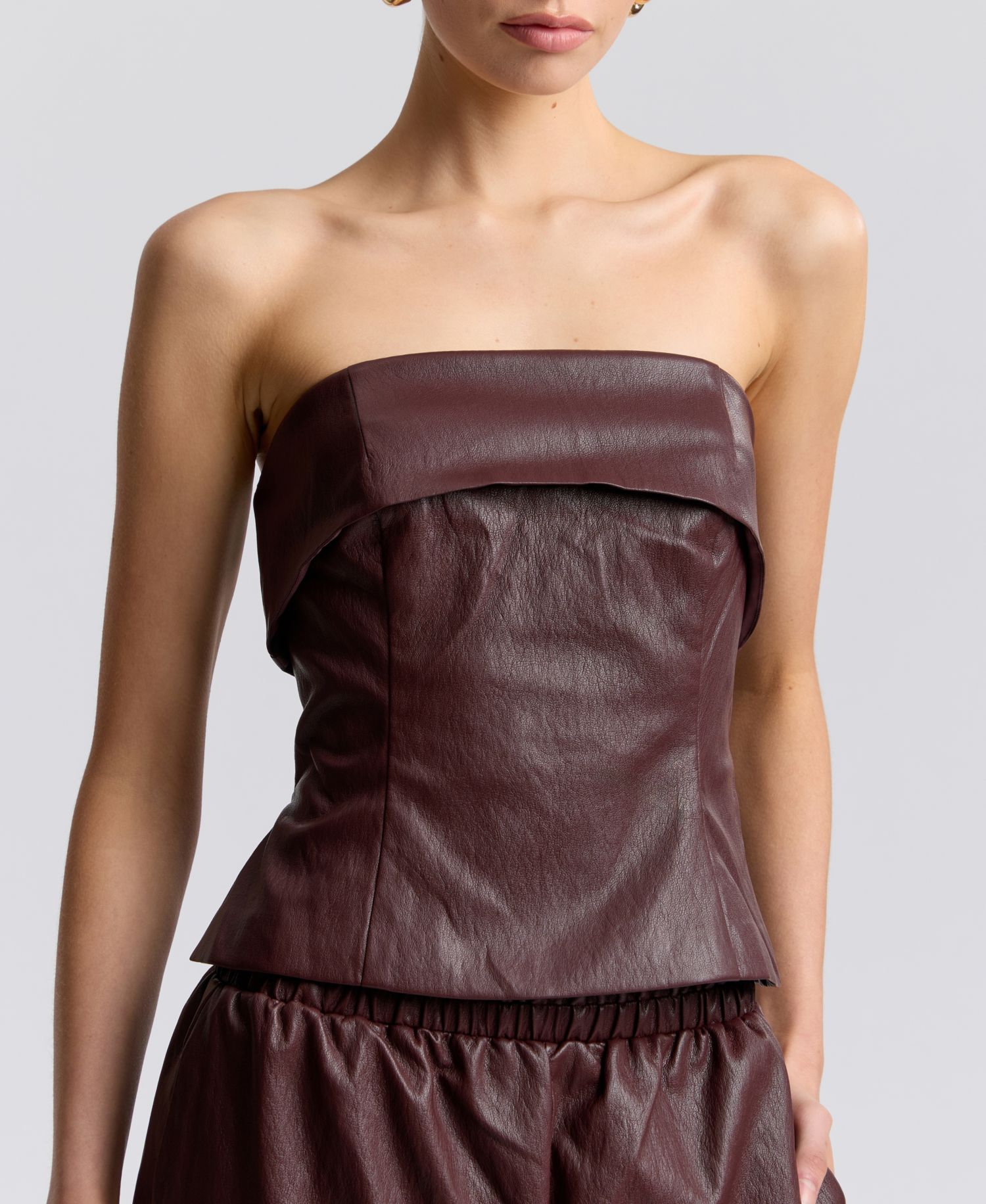 Women's Faux Leather Sleeveless Tube Top