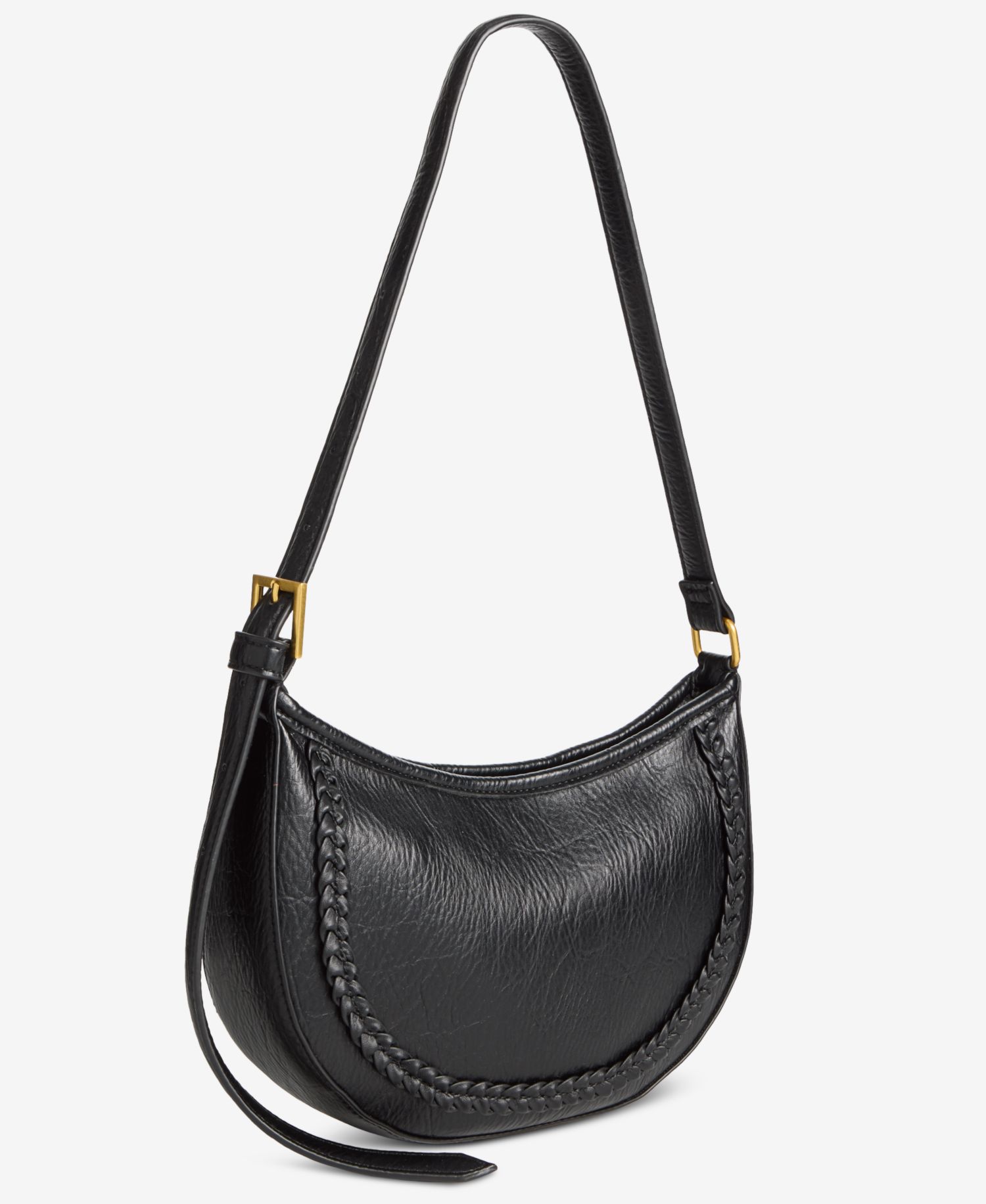 Braided-Edge Small Crescent Bag