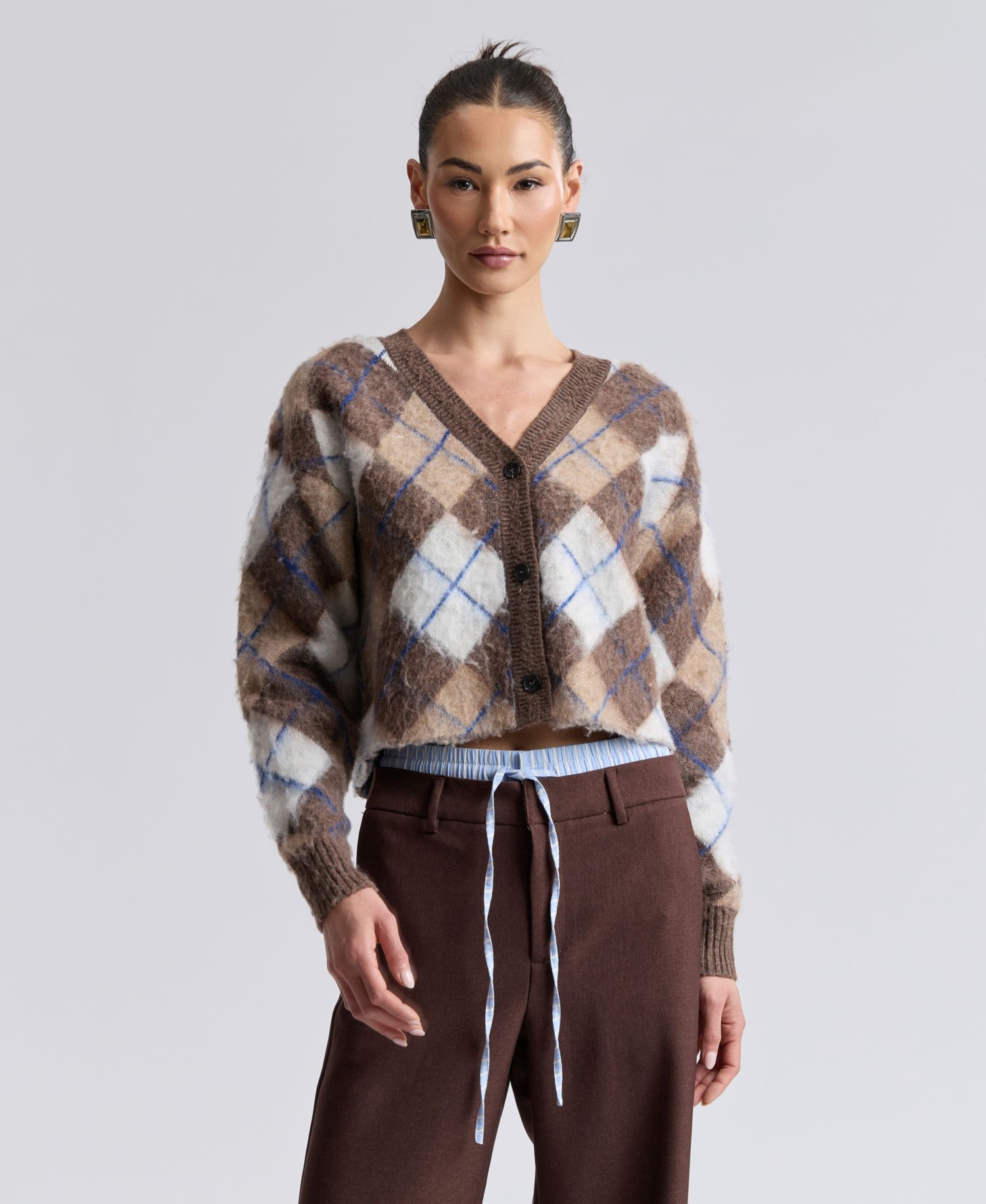 Women's Argyle Jacquard Cardigan