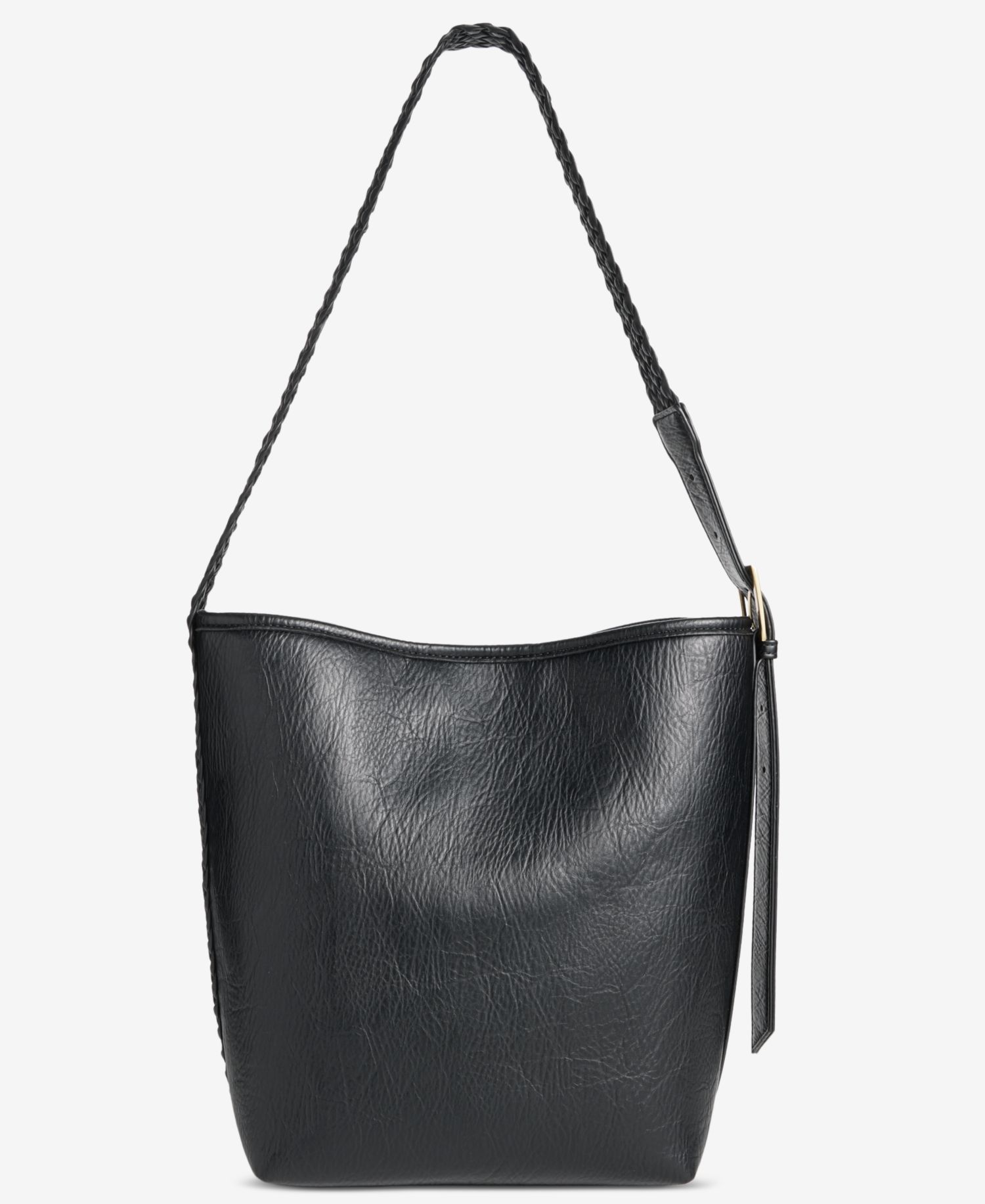 Braided-Edge Soft Bucket Bag