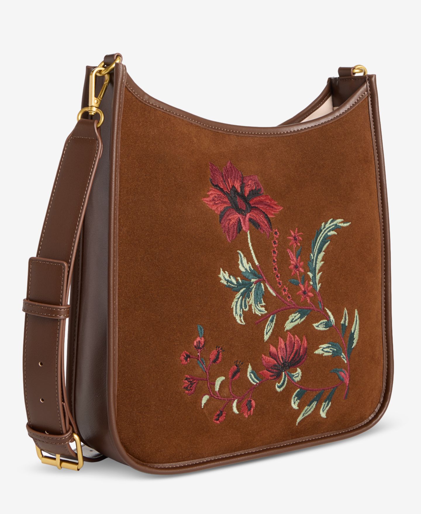 Женская сумка Style & Co Floral-Embroidered Suede Crossbody, цвет: Коричневый — фото 2