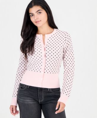 Juniors' Long-Sleeve Polka Dot Cardigan