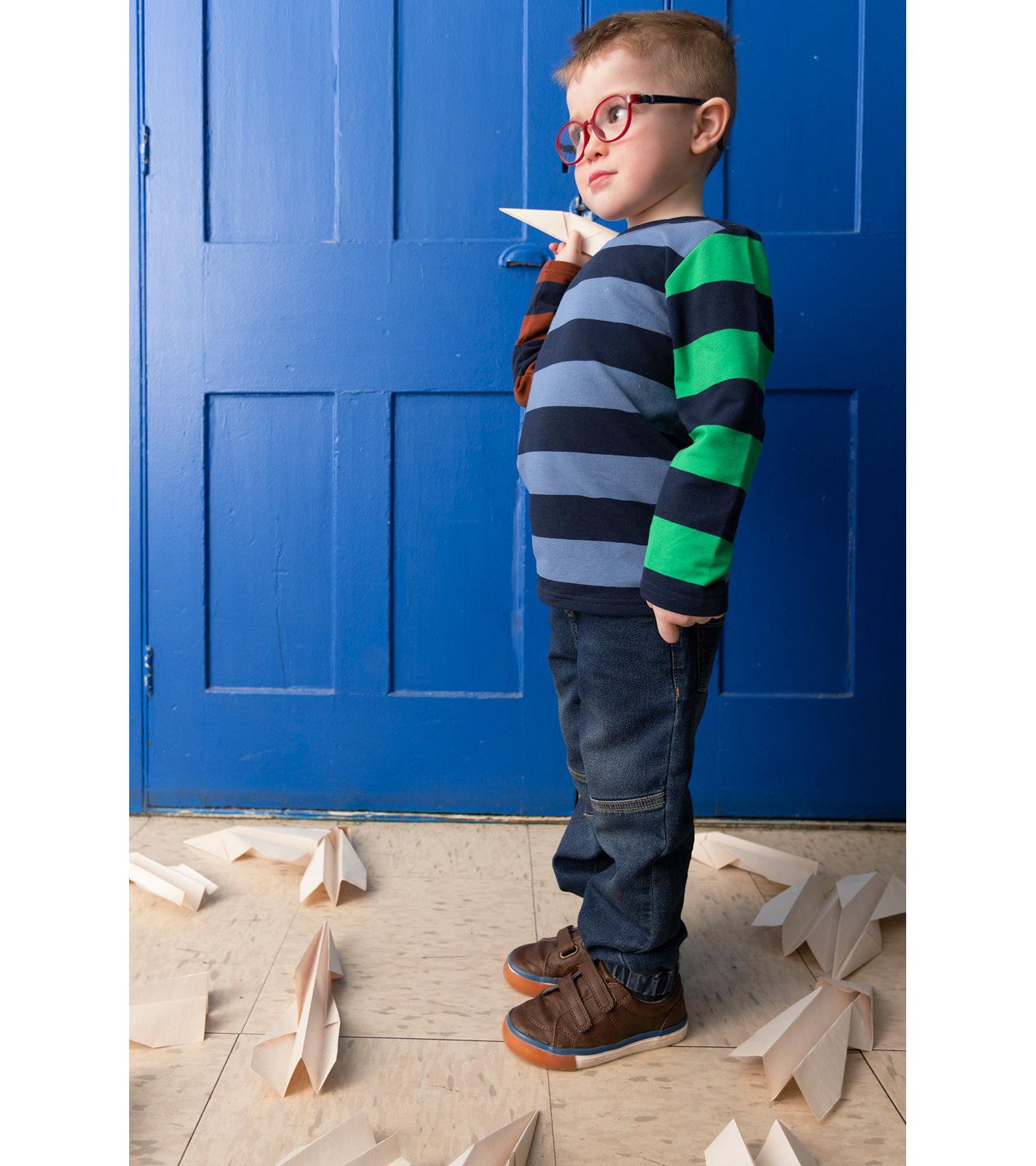 Little and Big Boy Large Striped Long Sleeve T-Shirt