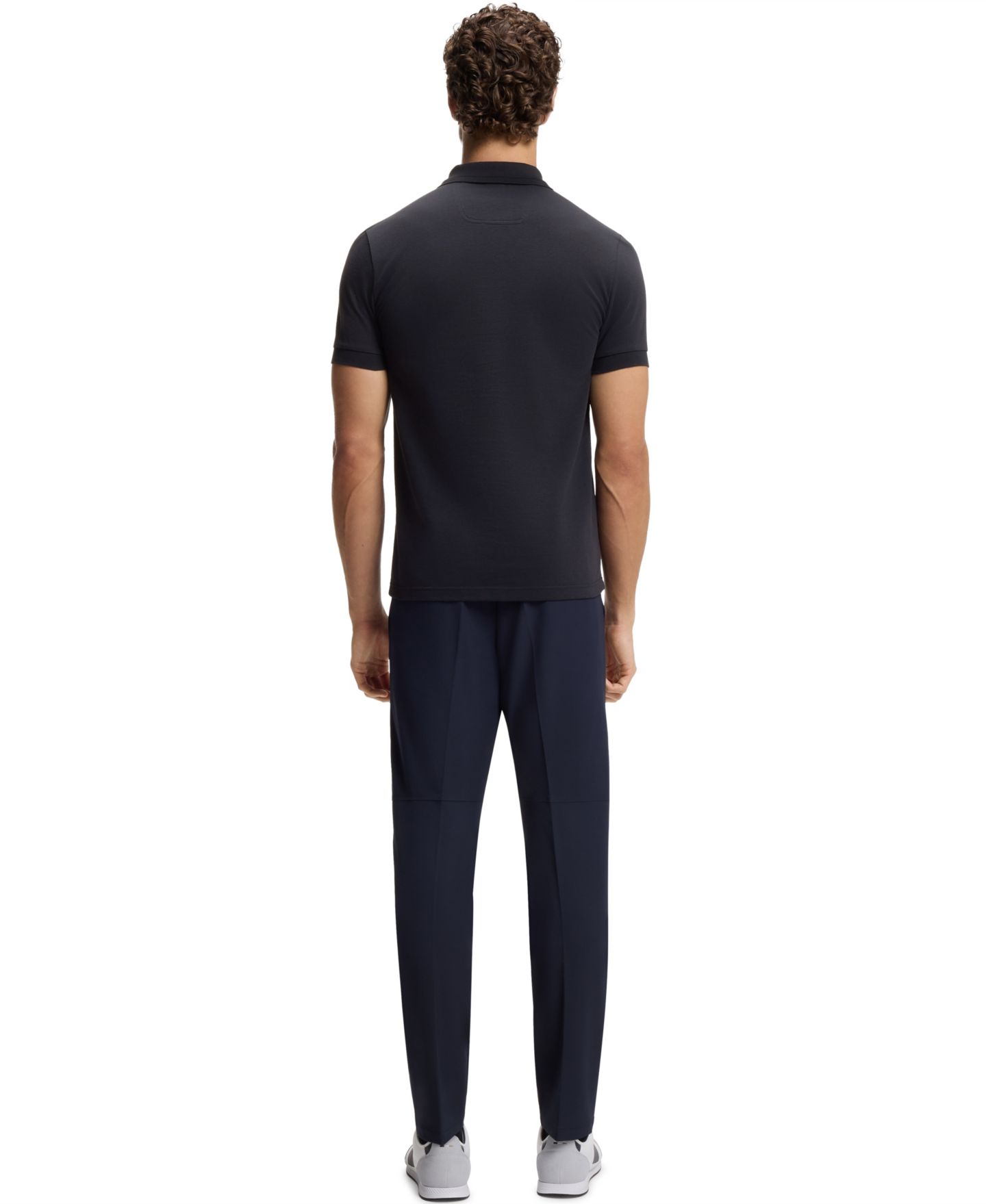 Мужское поло Hugo Boss Cotton Piqué Slim-Fit Polo Shirt, цвет: Тёмный синий — фото 2