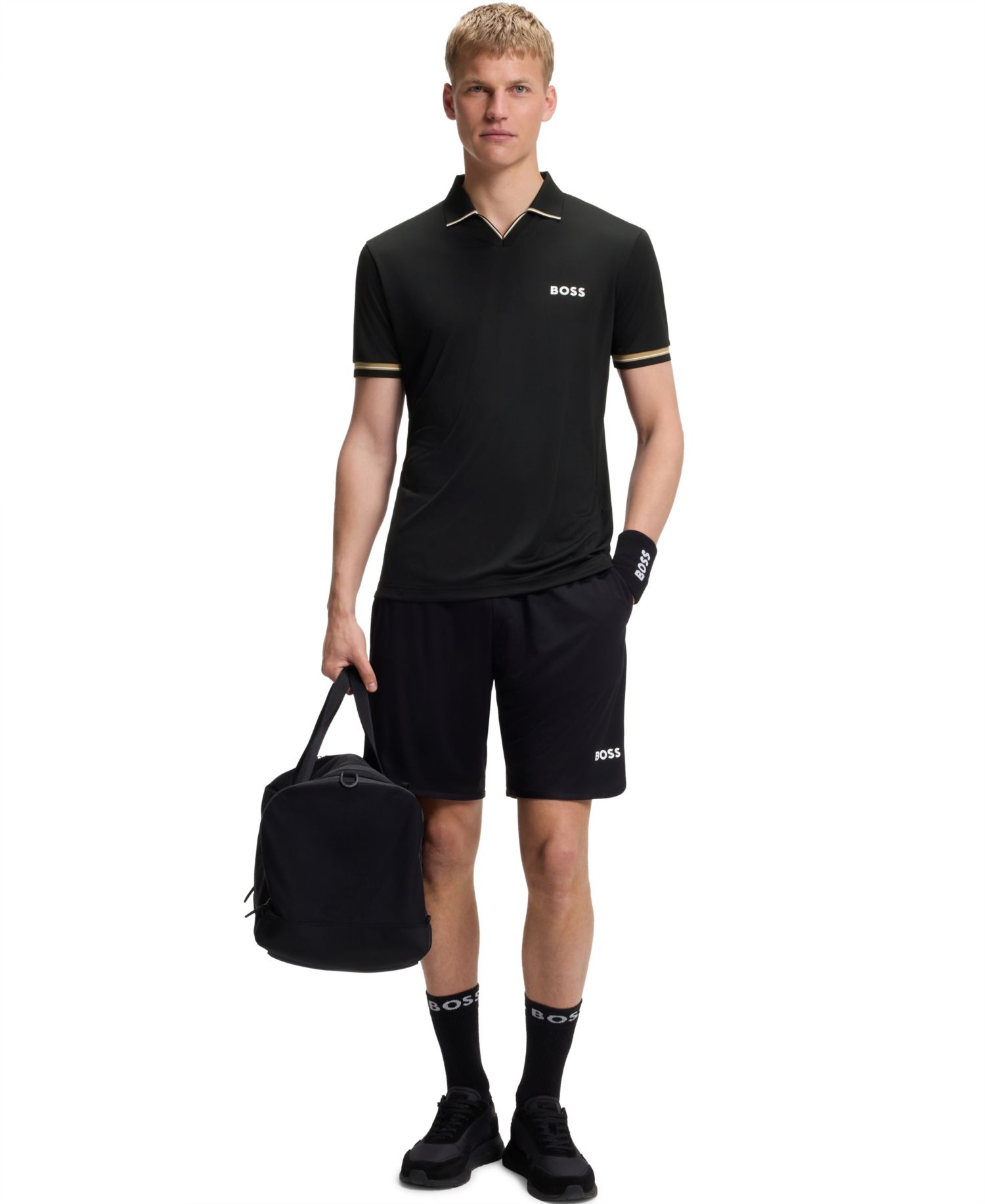 Men's Signature-Stripe Active Slim-Fit Polo Shirt