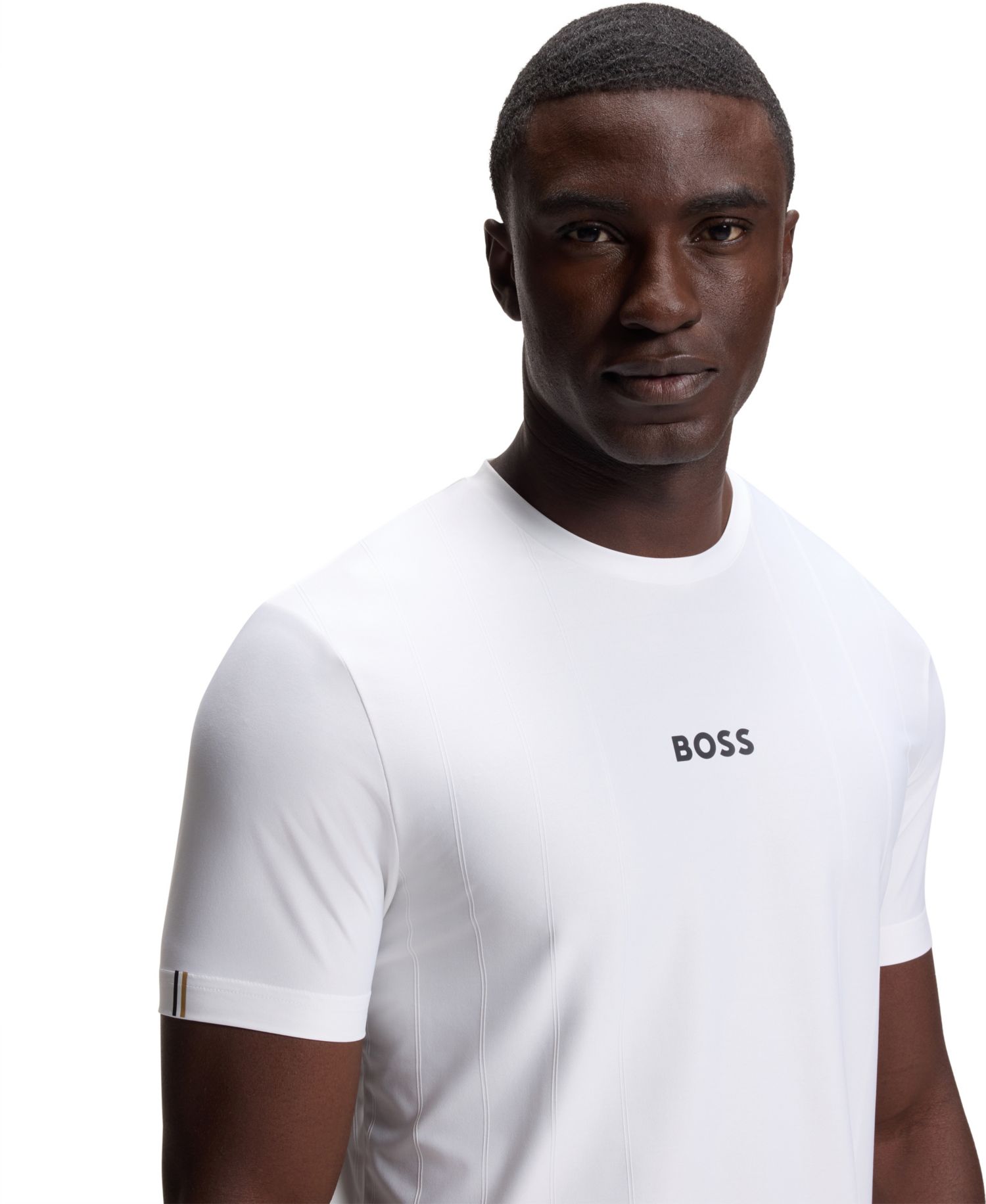 Men's Active Jacquard-Stripe Logo Slim-Fit T-Shirt