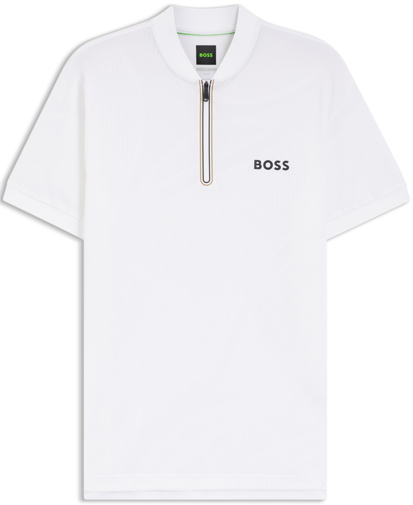 Мужское поло Hugo Boss BOSS by Moisture Management Zip-Neck Slim-Fit Polo Shirt, цвет: Белый — фото 2