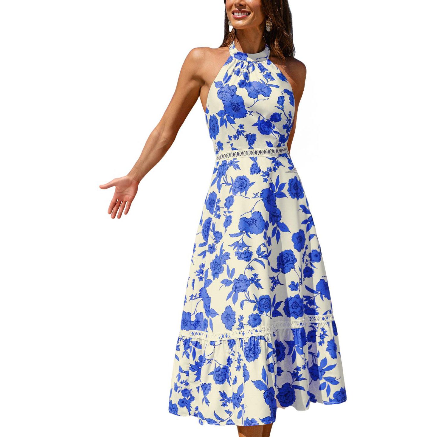 Women's Halter Neck Pull-On Occasion Dress, Unlined