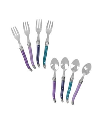 Plum Rose Laguiole 8-Piece Dessert Spoons and Fork Set