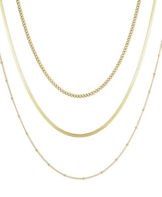 Tarnish Resistant Gold Set of 3 Chain Necklace