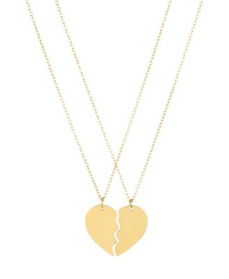 Tarnish Resistant Gold Set of 2 Heart Puzzle Necklace