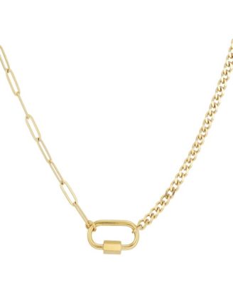 Tarnish Resistant Gold Carabiner Lock Paperclip Chain Necklace