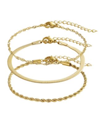 Tarnish Resistant Gold Set of 3 Chain Bracelets