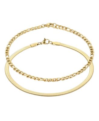 Tarnish Resistant Gold Set of 2 Chain Anklets
