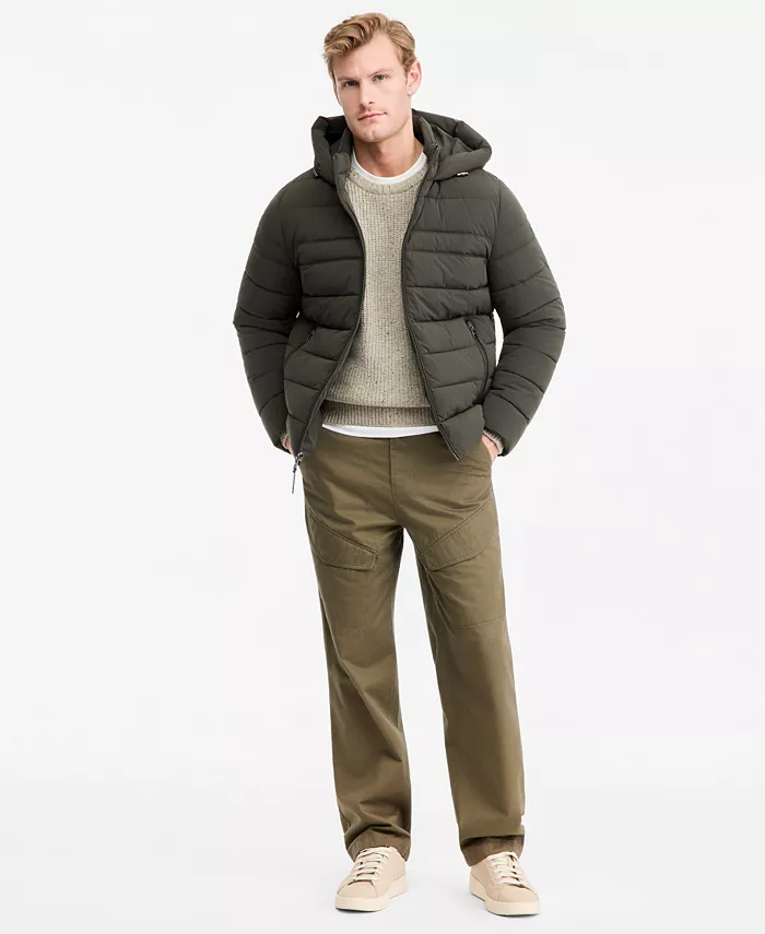 Men's Dressy Hooded Stretch Packable Jacket
