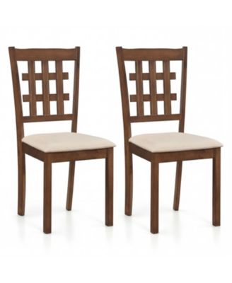 Set of 2 Wood Kitchen Chairs with Faux Leather Upholstered Seats