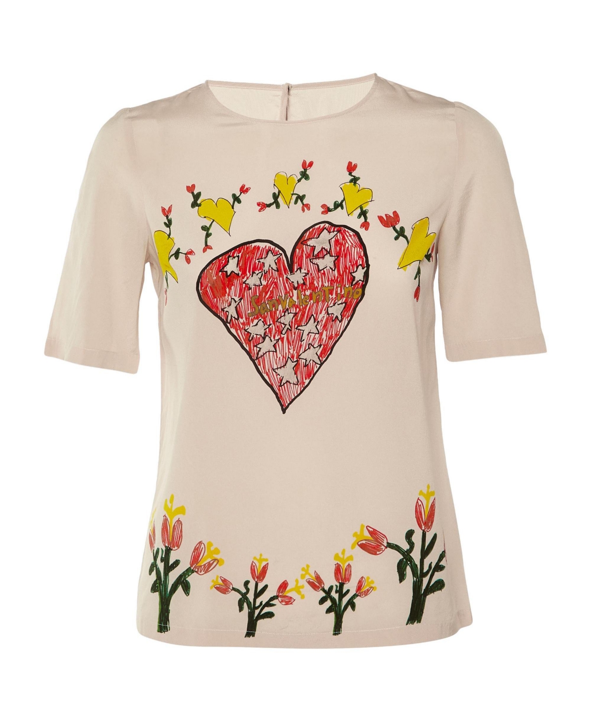 Pre-Owned Dolce & Gabbana Women's San Valentino Printed Silk Top