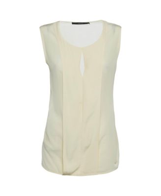 Women's Crepe and Knit Keyhole Sleeveless Top