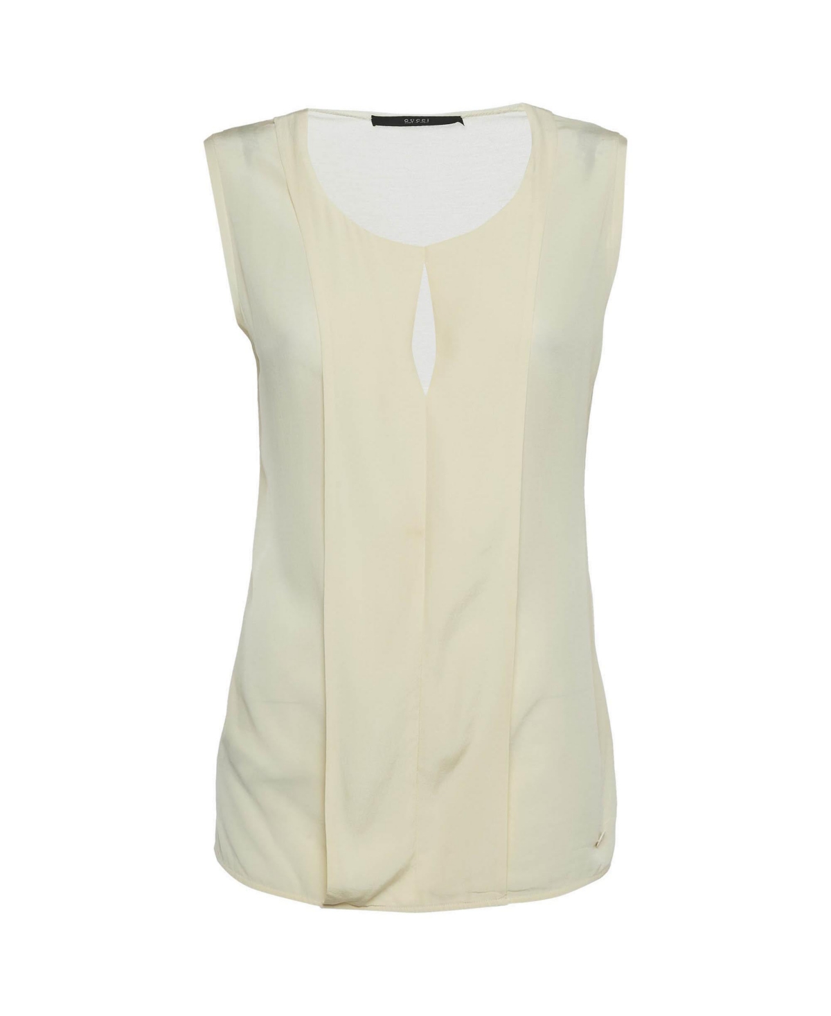 Pre-Owned Gucci Women's Crepe and Knit Keyhole Sleeveless Top - Beige/Khaki