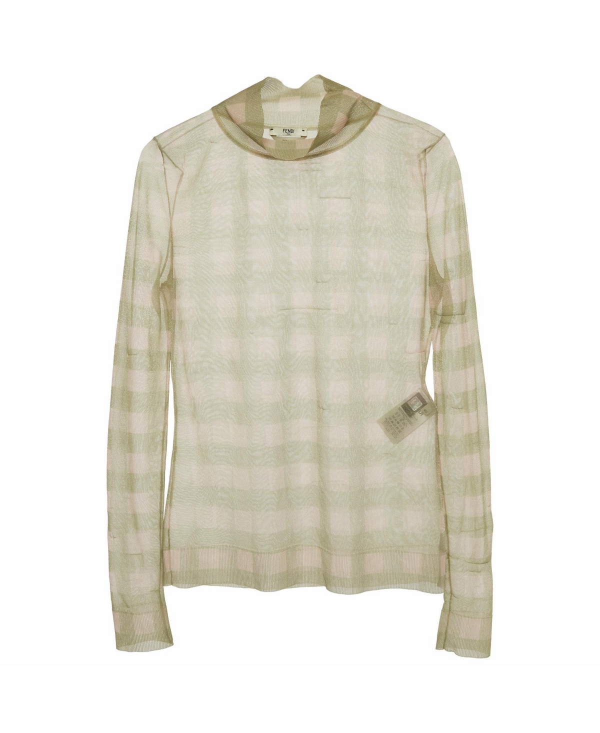 Pre-Owned Fendi Women's Check Lurex Knit Turtleneck Top