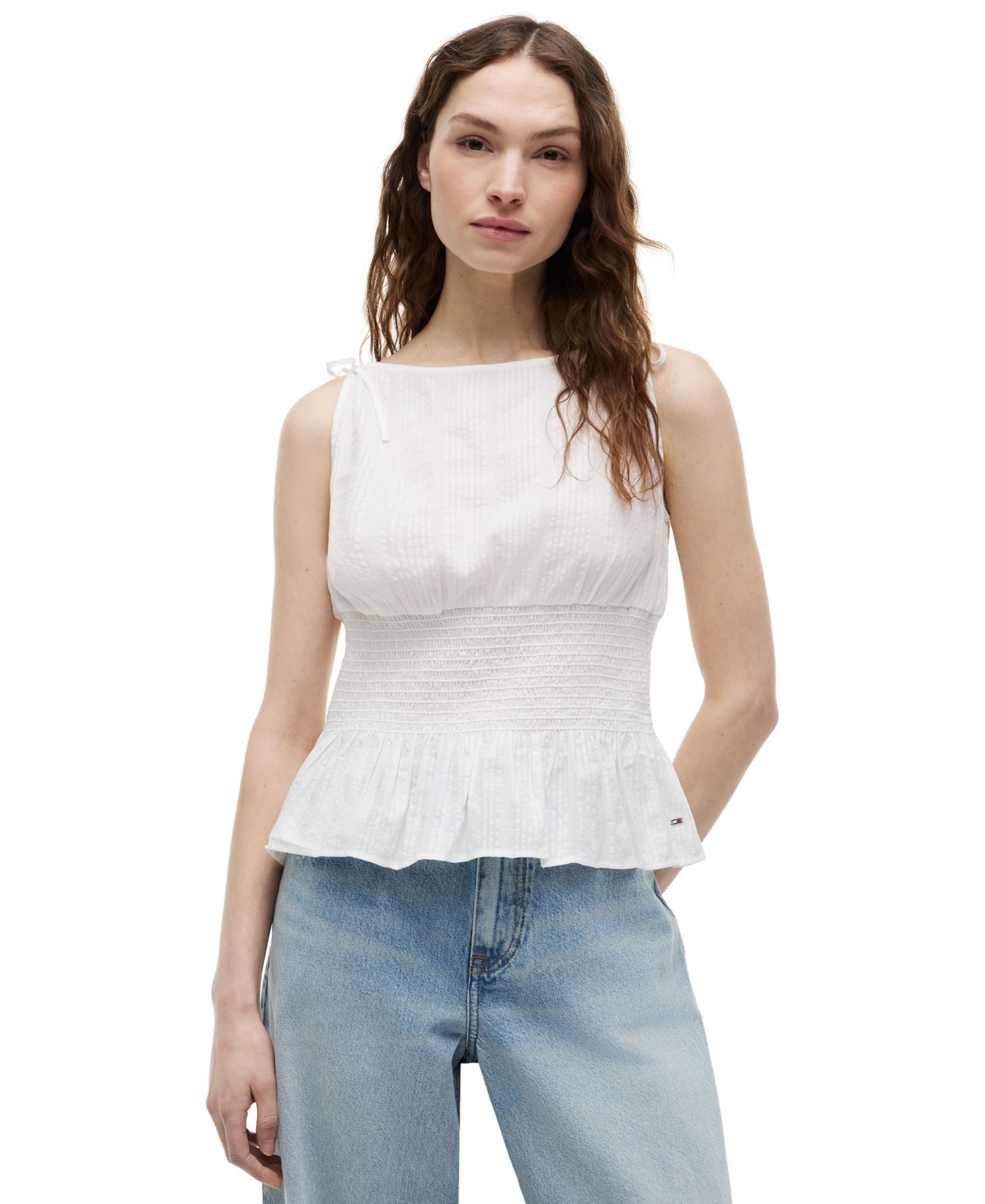 Women's Smocked Shoulder-Tie Top