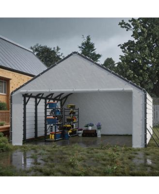 20 FT Width Carport Door Curtain Replacement Panels, Heavy Duty PE Tarpaulin Front and Back for Outdoor Parking Shelter