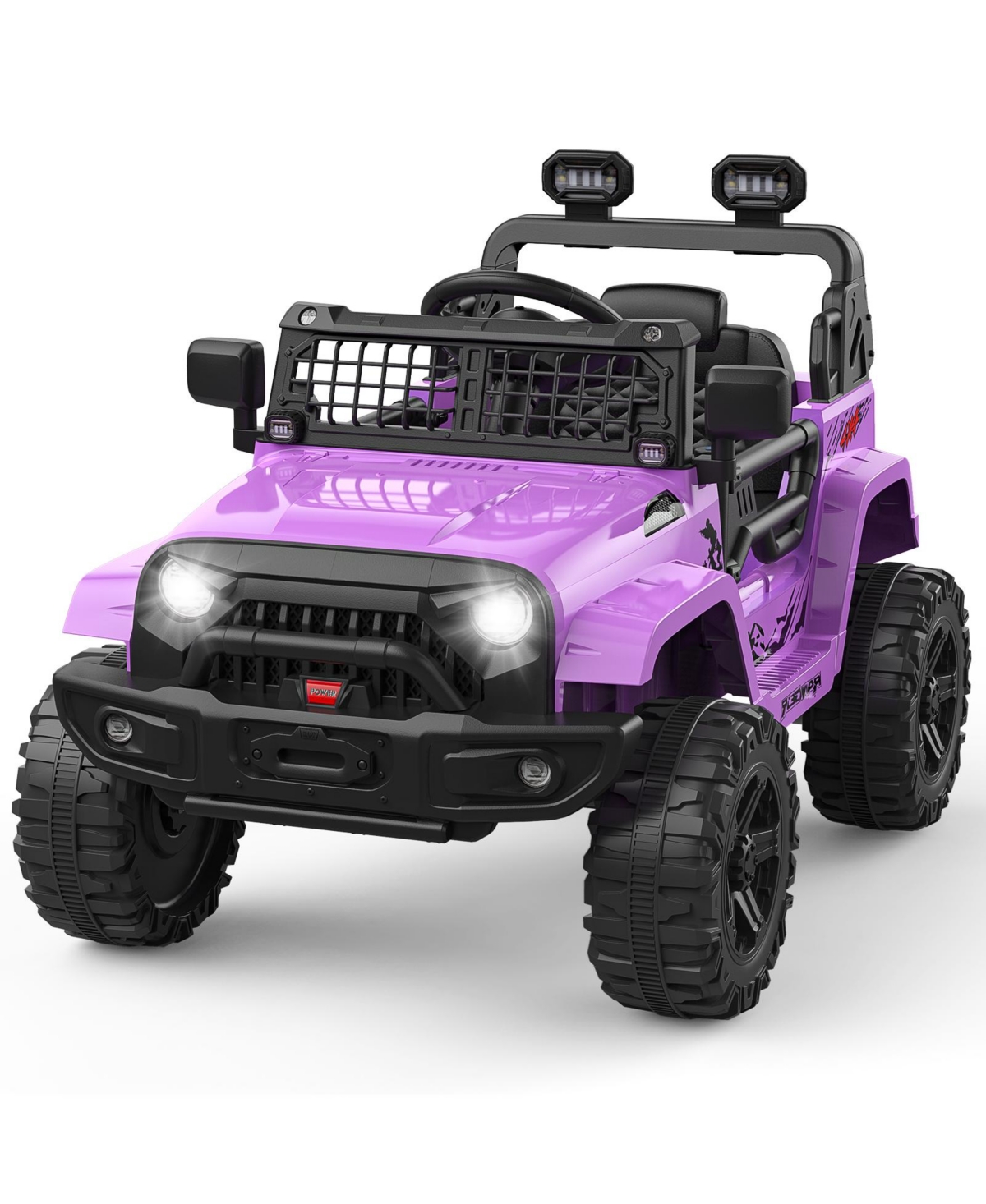 homfan 40.2 x 22.8 x 11.8 Inches Kids Electric Ride On Car 12V Battery Powered Dual Drive Toy Car with Led Lights Music Horn for Outdoor Play - Purple