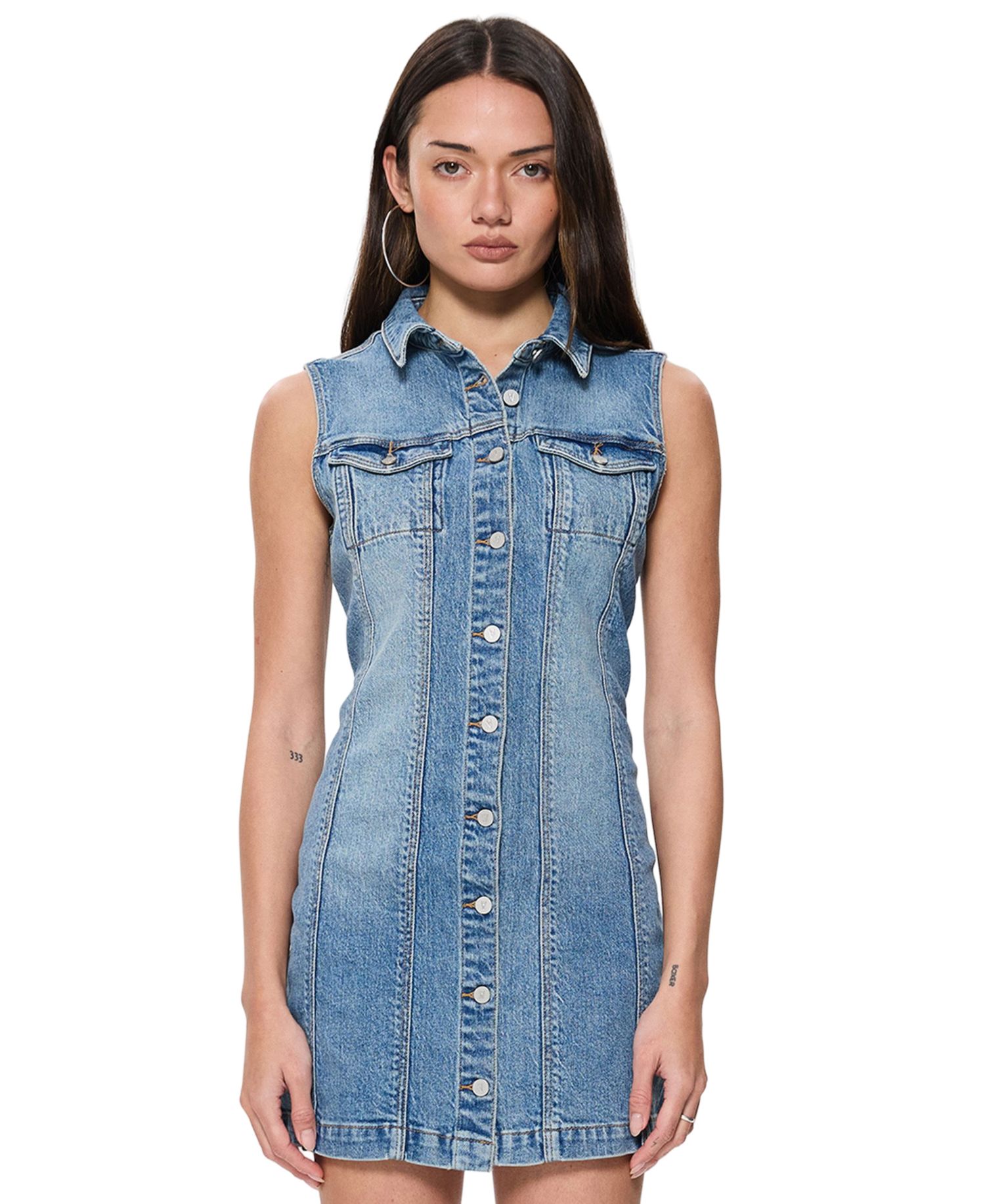 Women's Sleeveless Button-Up Dress