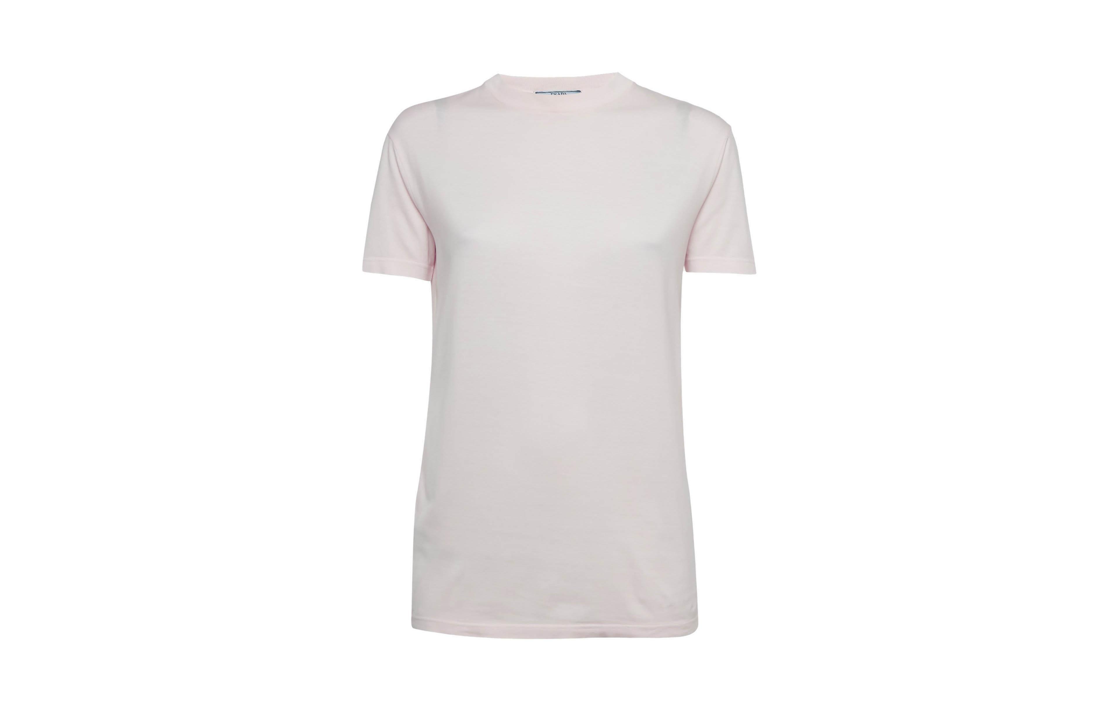 Pre-Owned Prada Women's Pastel Pink Cotton Crewneck T-Shirt