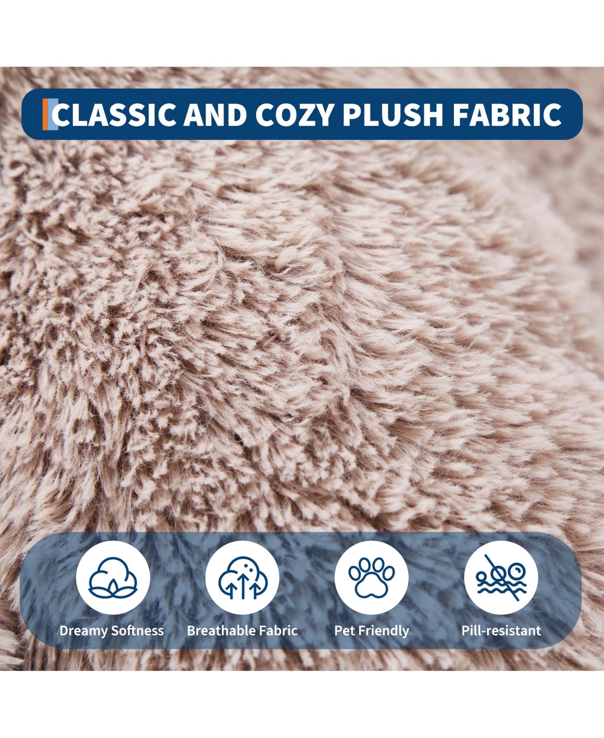 homfan Human and Pet Large Fluffy Faux Fur Bean Bag Bed Orthopedic Foam Mattress, Side Pockets, Portable Handle and Strap