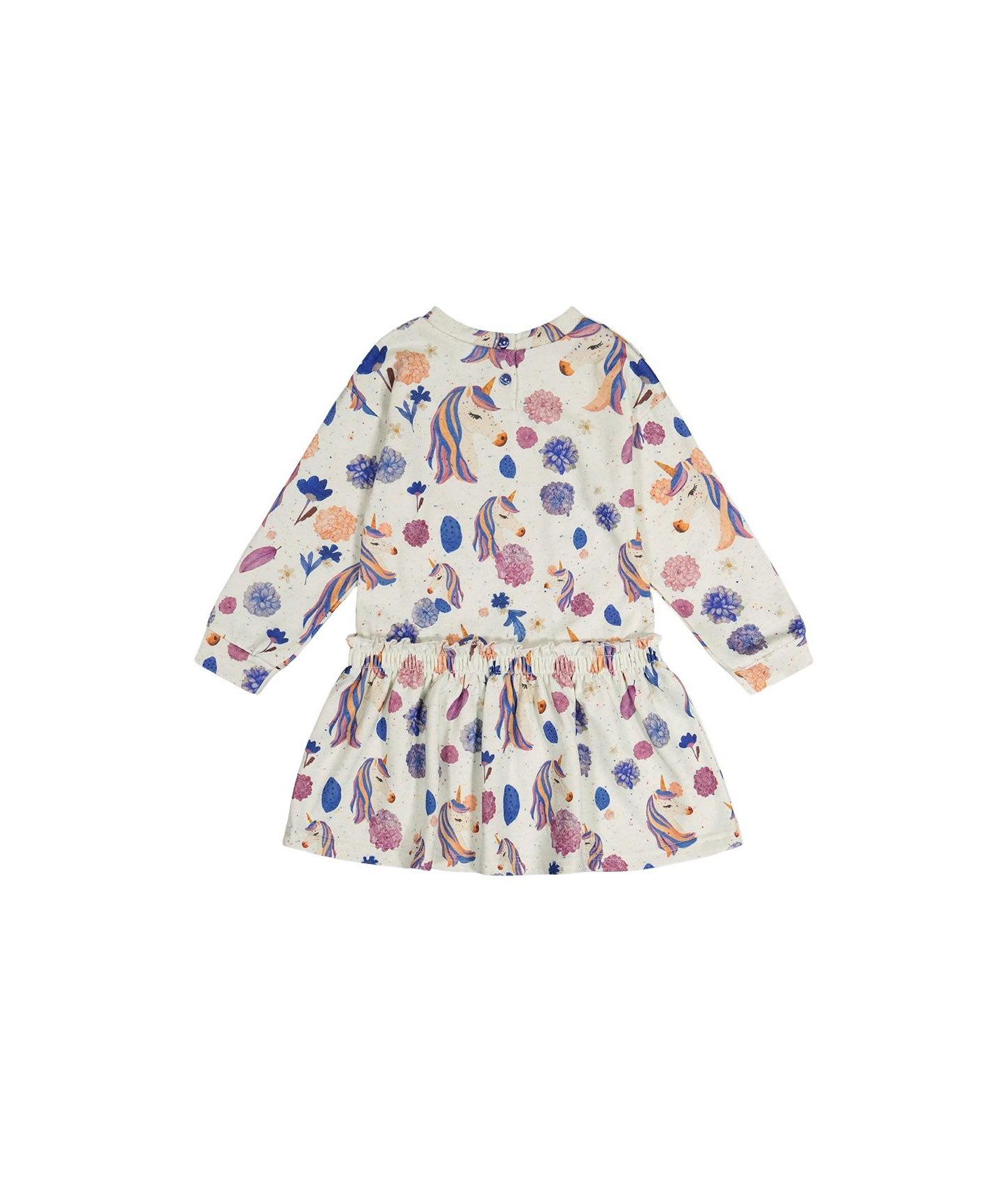Платье Deux par Deux French Terry Dress Unicorn Print для девочек, цвет: Бежевый с принтом — фото 6