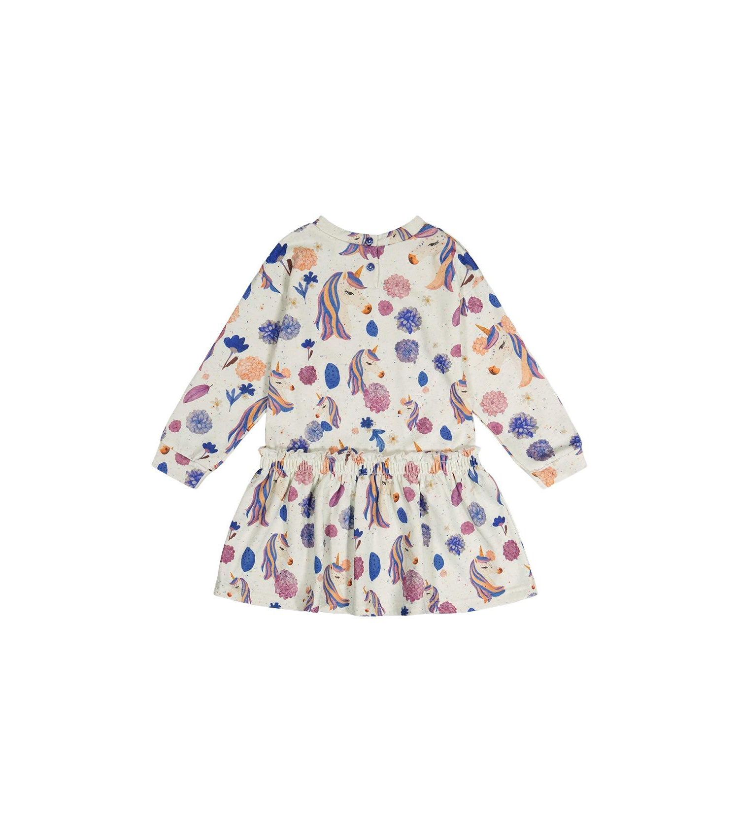 Little and Big Girl 6-12Y French Terry Dress Unicorn Print
