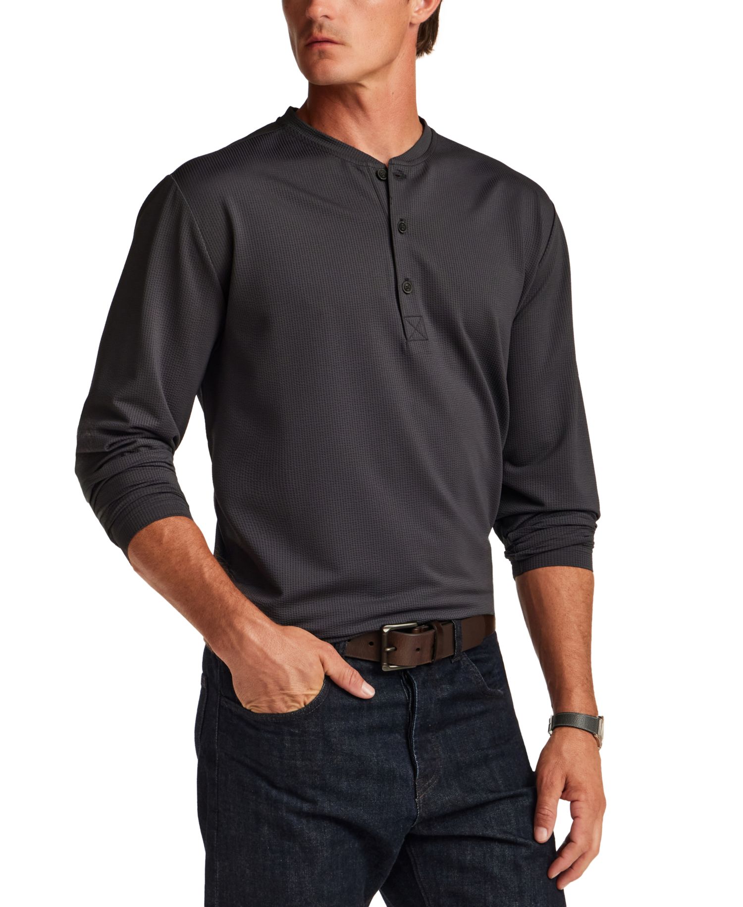 Men's Performance Mini Seersucker Henley T-Shirt