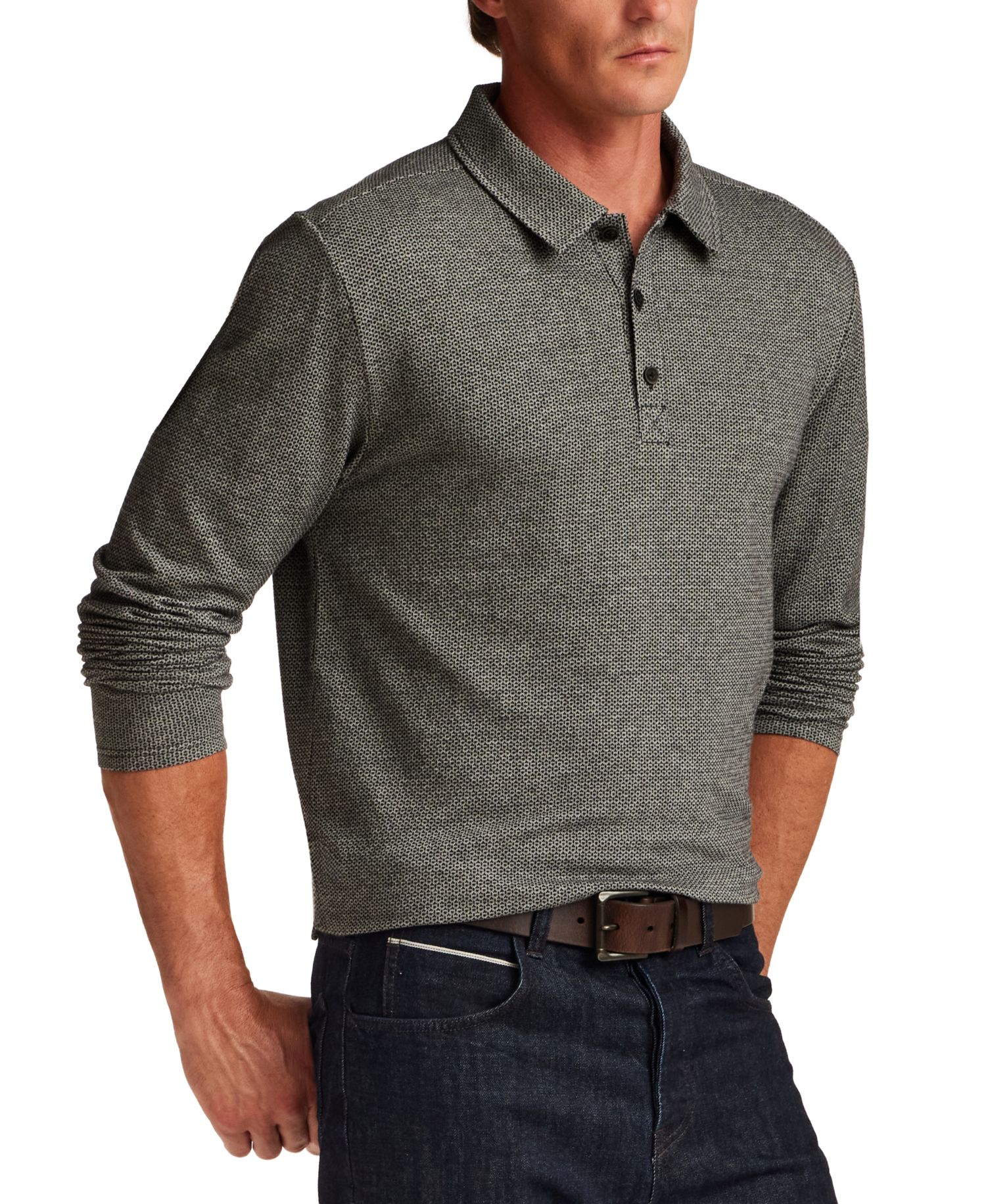 Men's Neat Print Knit Polo Shirt