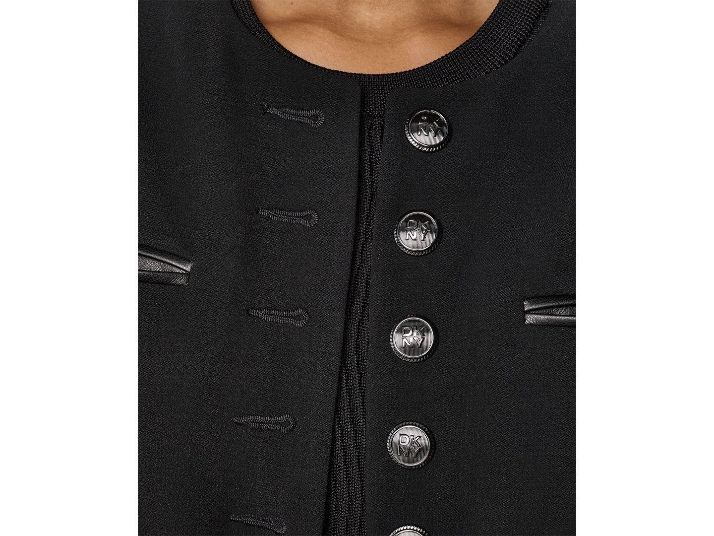 Женская куртка DKNY Petite Textured Crepe 10-Button Pocket, цвет: Чёрный — фото 7