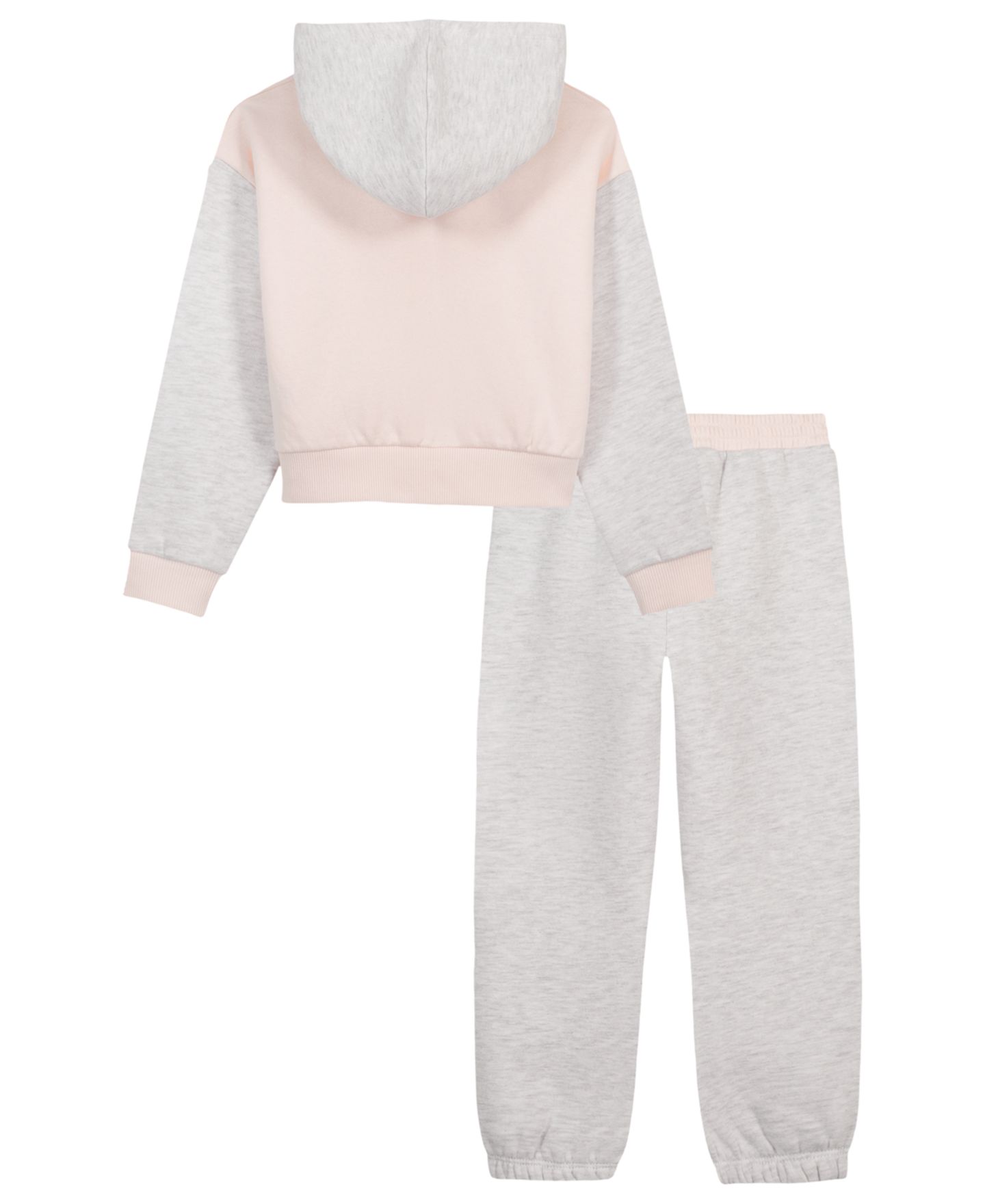 Комплект Calvin Klein Color-Block Hoodie and Joggers, 2-Piece Set для девочек, цвет: Розовый / Серый — фото 6